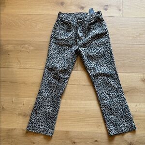 Zara Leopard Print Ankle Jeans in Black and Tan